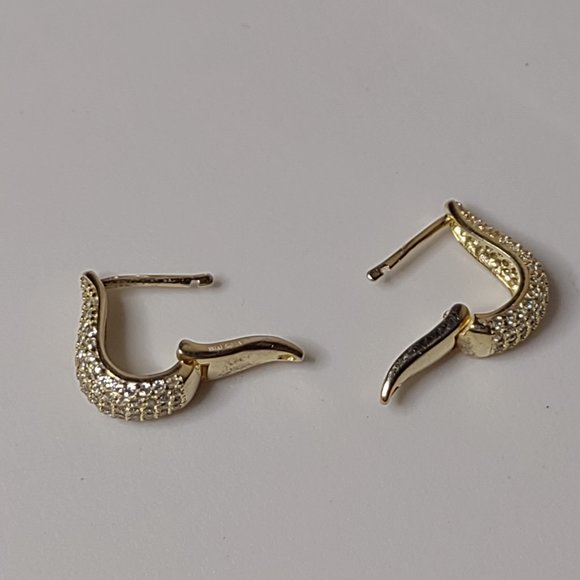 Very Pretty Little Gold Tone 925 China Hoop Earrings - Picture 11 of 14